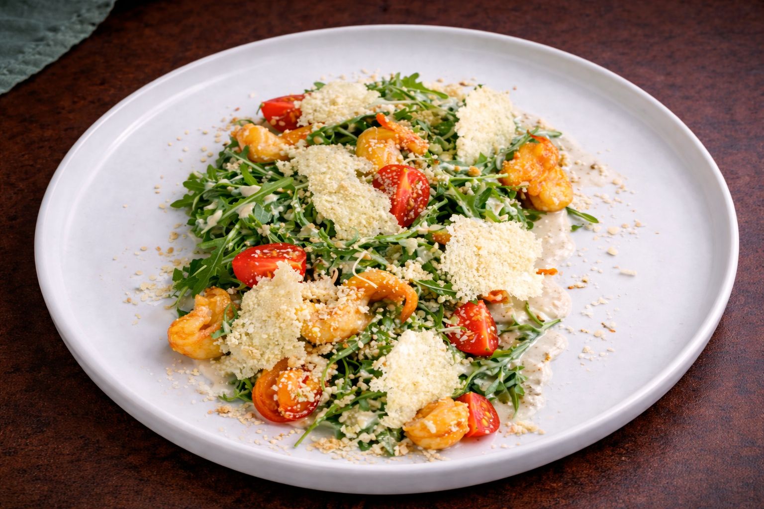 Салат Рукола-Креветка с пармезаном крокант