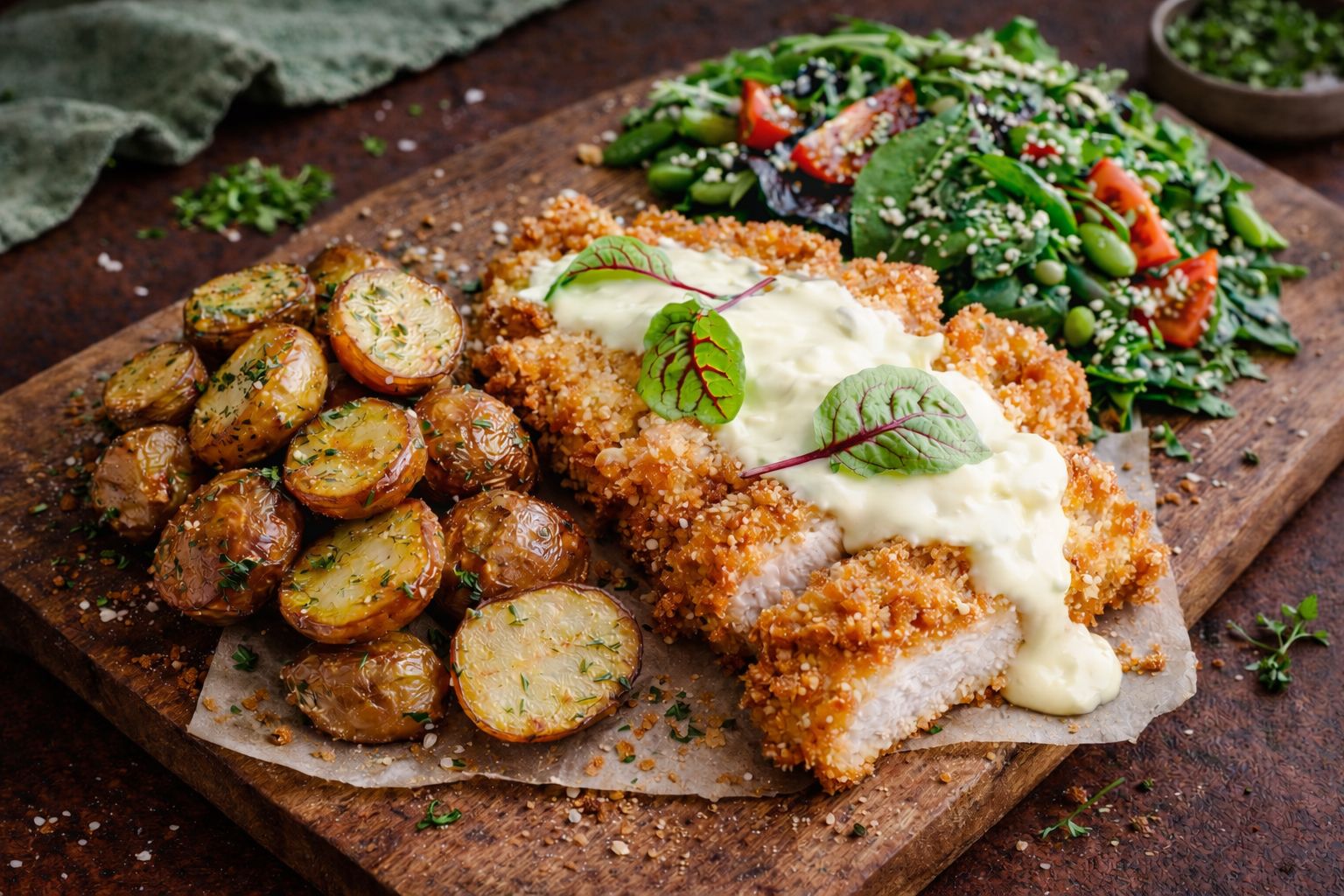 Хенхен шницель с беби-картофелем