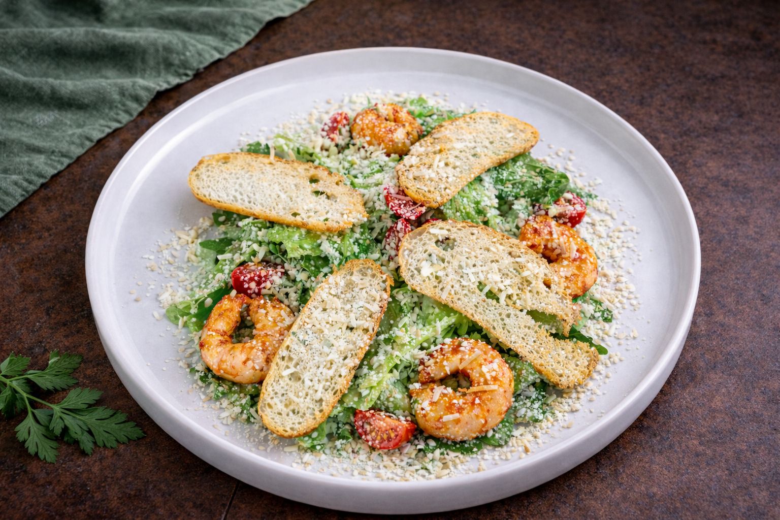 Салат Цезарь с креветками