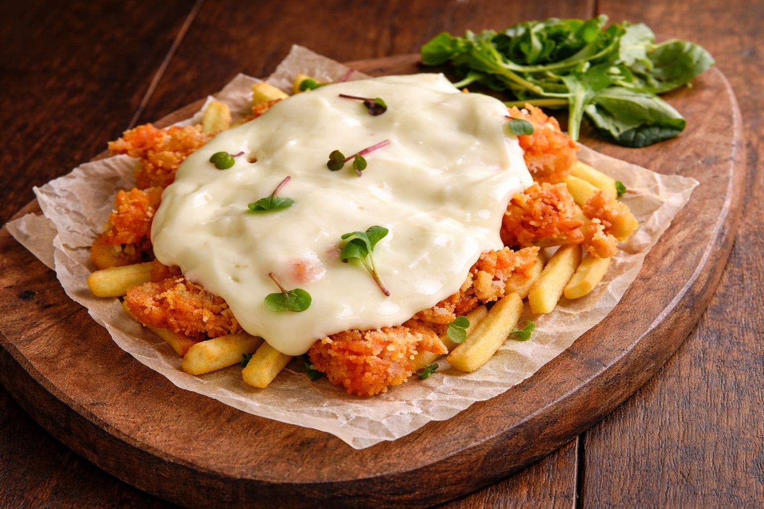 Чикен фри под сырным фондю